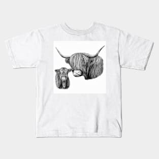 Highland Cow and Calf Kids T-Shirt